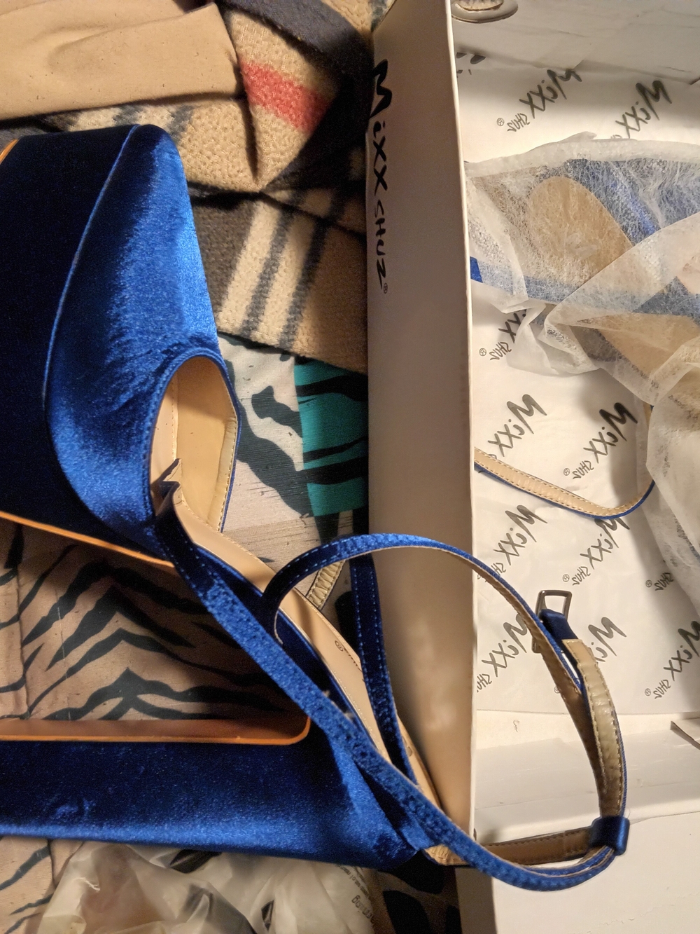 Royal Blue Velvet Evening Clutch with Strap
